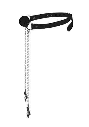 Ball Gag with Nipple Clamps - Black - Afbeelding 3