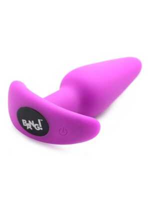 21X Vibrating Silicone Butt Plug with Remote Control - Purple