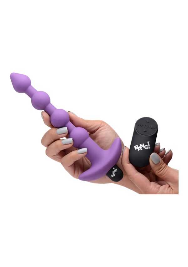 Vibrating Silicone Anal Beads & Remote Control - Purple