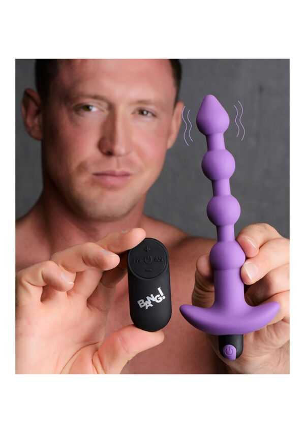 Vibrating Silicone Anal Beads & Remote Control - Purple