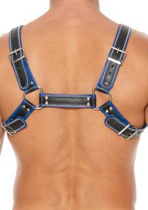 Z Series Chest Bulldog Harness - Leather - Black/Blue - S/M