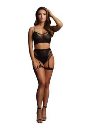 2PC Bra set with garters - Black - O/S - Afbeelding 5