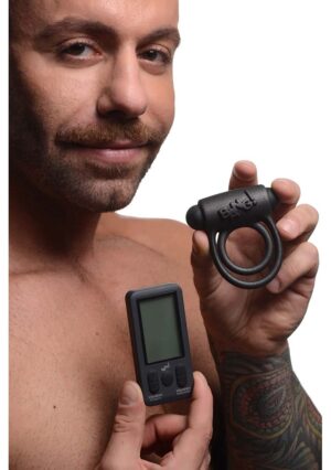 25X Vibrating Silicone Cock Ring + Remote Control - Black - Afbeelding 4