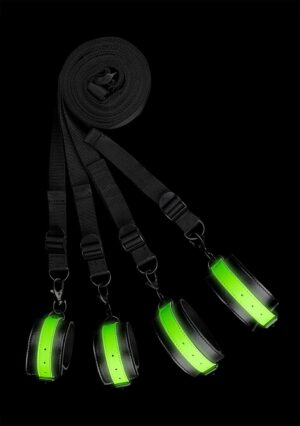 Bed Bindings Restraint Kit - GitD - Neon Green/Black - Afbeelding 4