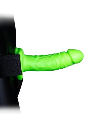 Realistic 7'' Strap-on Harness - GitD - Neon Green/Black - Afbeelding 4