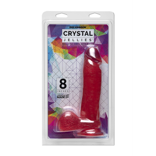 Crystal Jellies - Realistic Cock with Balls - 8 Inch - Pink