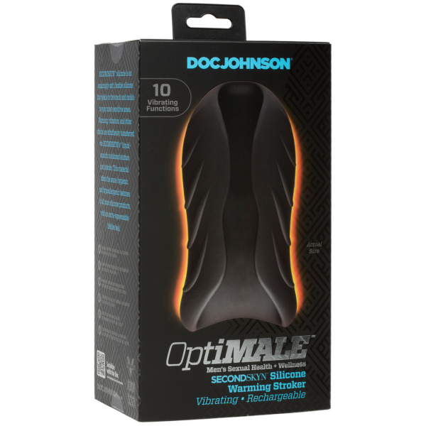 OptiMALE - Silicone Warming Stroker - Vibrating - Black