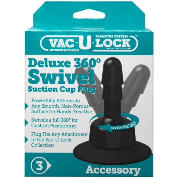 Deluxe 360° Swivel Suction Cup Plug - Black