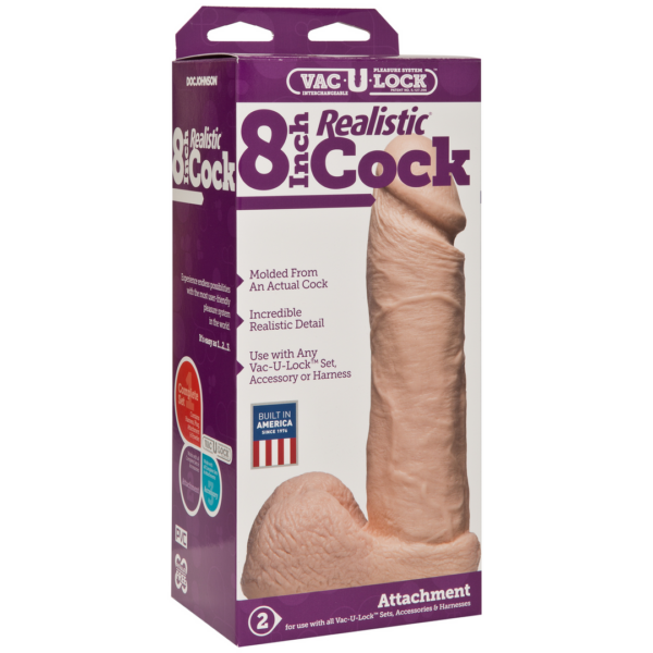 Vac-U-Lock 8" Realistic white Cock