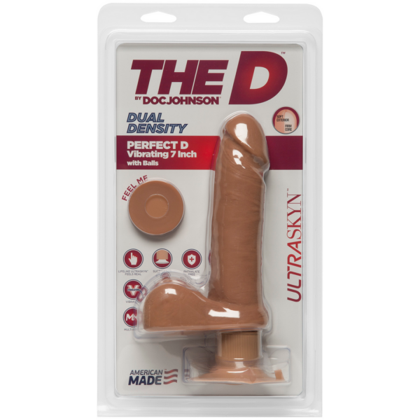 The D - Perfect D with Balls Vibrating - 7 Inch - Caramel