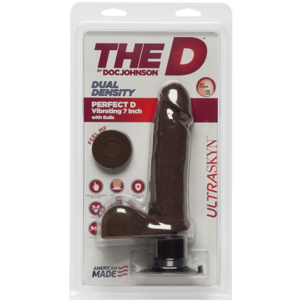 The D - Perfect D with Balls Vibrating - 7 Inch - Chocolate