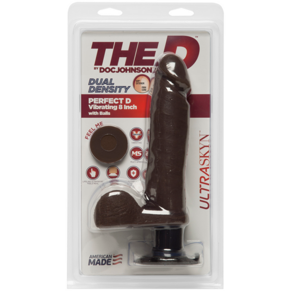 The D - Perfect D with Balls Vibrating - 8 Inch - Chocolate