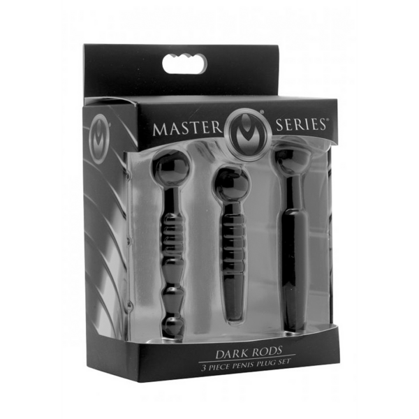 Master Series - Dark Rods 3 Piece Silicone Penis Plug Set