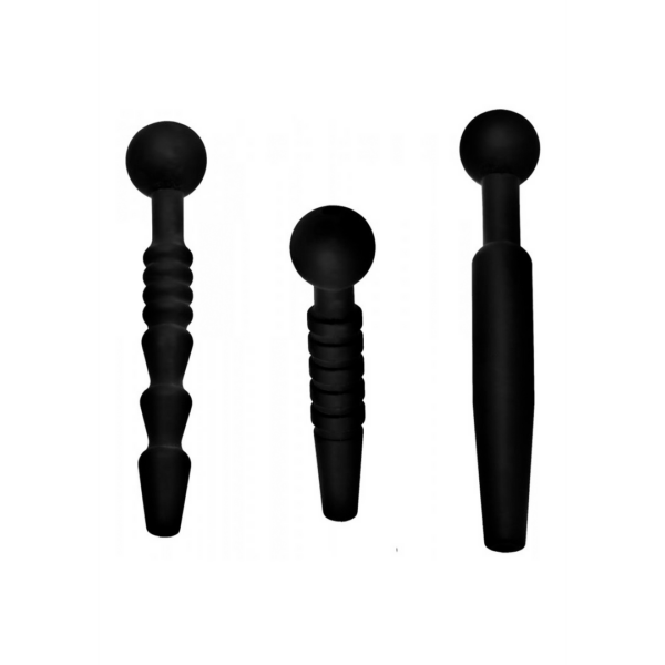 Master Series - Dark Rods 3 Piece Silicone Penis Plug Set