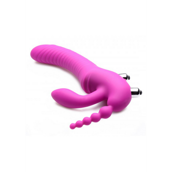 REGAL RIDER Triple G Vibrating Silicone Strapless Strap On -