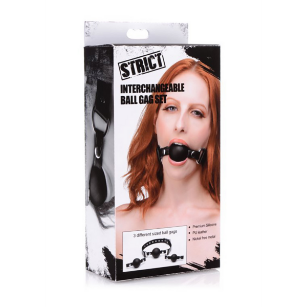 Interchangeable Silicone Ball Gag Set - Black