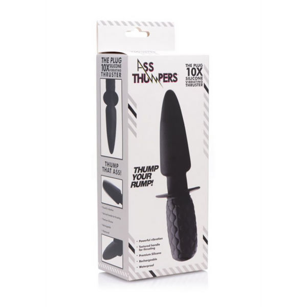 The Plug 10x Silicone Vibrating Thruster - Black