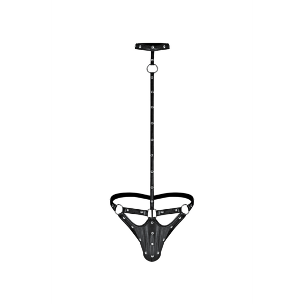 Tormentor - Eendelige Choker G-String met Contour Peek-a-Boo Zakje - S/M